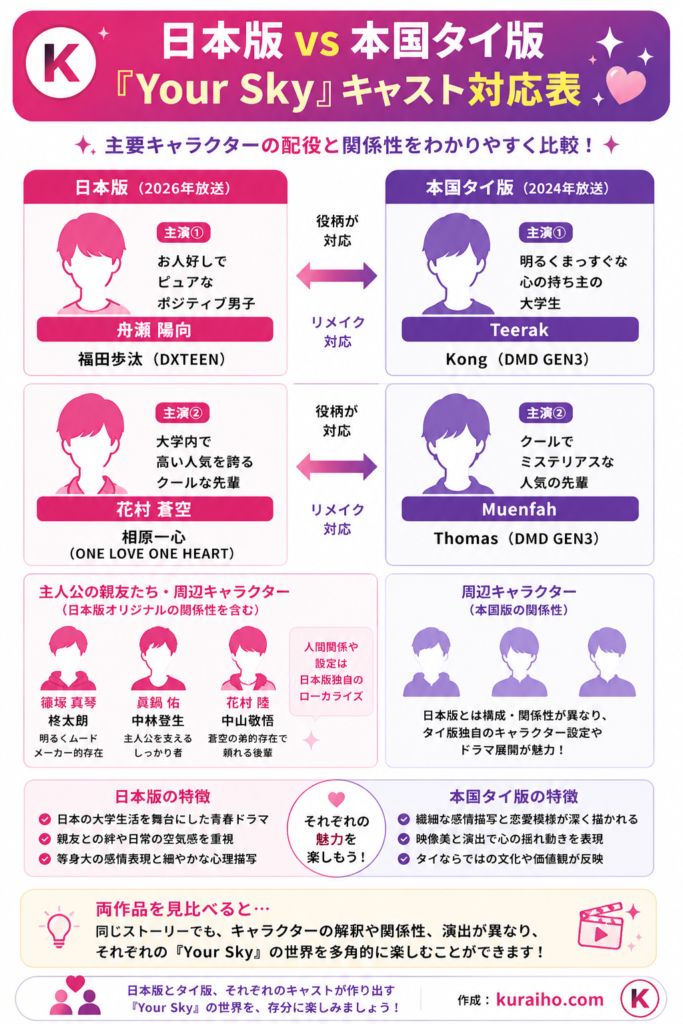 日本版 vs 本国タイ版主演キャスト対応表